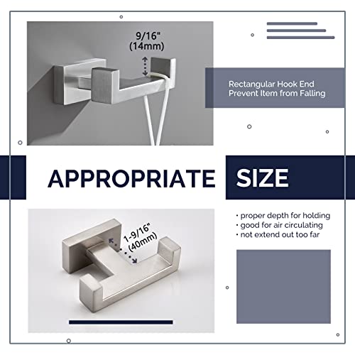 Angle Simple Double Towel Hook, Sus304 Stainless Steel Bath Towel Holder, Bathroom Double Robe Hook, Hand Towel Hanger Wall Mount, Brushed Nickel #TOP4