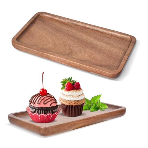 Bandeja Rectangular Madera, Bandeja Rectangular Decorativa de Madera, Bandeja de Madera para Servir, Bandeja Madera Acacia, Bandeja Perfumes Velas Rectangular, Bandeja Madera para Té, Café, Tartas