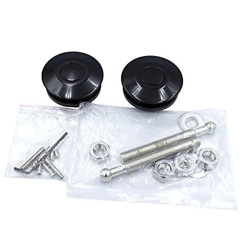 Woopeey Black Aluminum 2.44 Inches Diameter Universal Quick Latch Hood Pins, Quick Release Latch Push Button,Quick Release Hood Cap Pin Lock Clip Kit For Hood Bumper Or Diy #TOP2