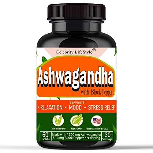 Ashwagandha Tablets 1300Mg Made With Organic Ashwagandha Extract Root Powder & Black Pepper Extract - 60 Ashwagandha Pills 100% Pure Ashwagandha Supplement Pill For Health Support #TOP26