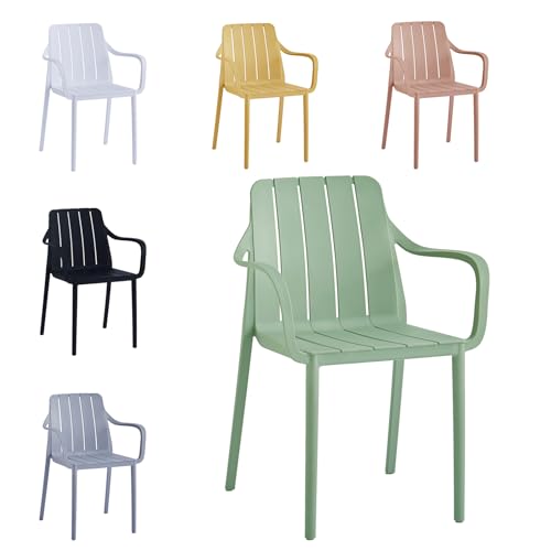 VORTIVO Gartenstuhl stapelbar - Hochwertige Outdoor-Stühle in Grün wetterfest UV-beständig bis 200 kg für Balkon Terrasse & Esszimmer