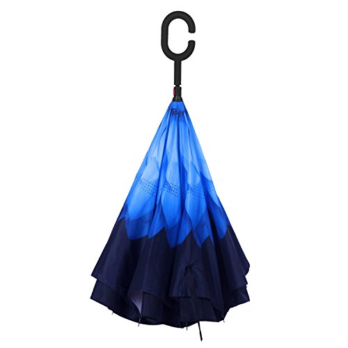 image for Owen Kyne Windproof Double Layer Folding Inverted Umbrella, Self Stand
