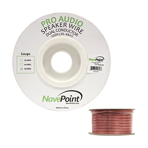 Image of NavePoint 100ft in Wall Audio Speaker Cable Wire CL2 16 /2 AWG Gauge 2 Conductor Bulk Clear