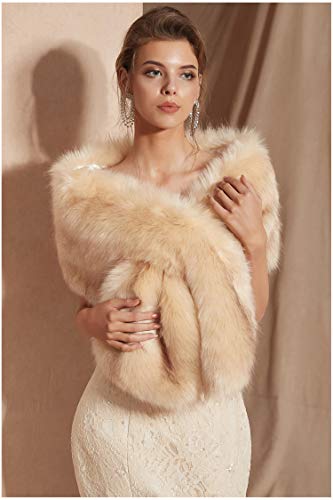 Women's Winter Warm Navy Faux Fur Shawl Coat Jacket Parka Outerwear Tops2