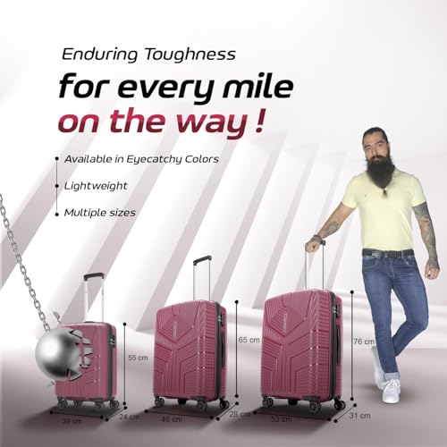 Image of VIP Aristocrat Slay 55, 66 & 75 Cm Polyproplyene Hard-Sided 4 Wheels Spinner Luggage Set of 3 Trolley Bags for Travel with Combination Lock| 3 Years Warranty (RED)