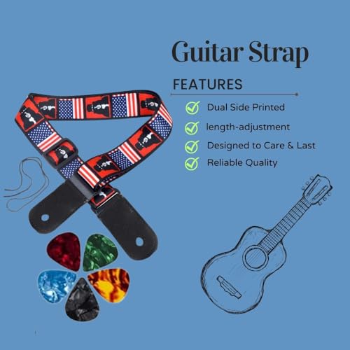 Image of DEVICE OF URBAN INFOTECH Guitar Strap Belt for Acoustic & Electric Guitar Adjustable Buckle Guitar Strap Modern Design Guitar Belt For Acoustic /Bass /Electric Guitars