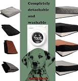 Lealchum Haustier-Autositz für große Hunde, weicher Stoff, Haustier-Reisebett-Füllung, Memory-Schaum, Zwei Sicherheitsleinen zum Anklippen, Autositz für Hunde (Black/Red, Large)
