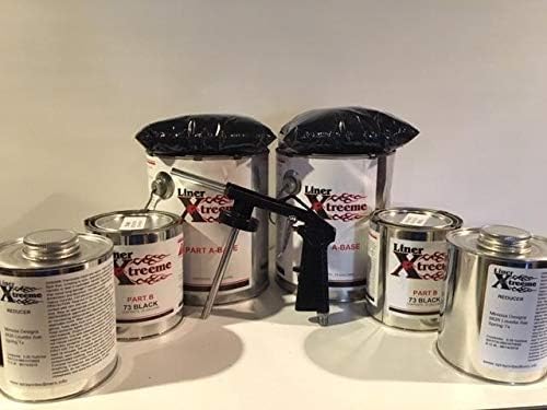 Spray-On Bedliner Kit 3 Gallon with Spray Gun – Durable Textured, UV & Rust Resistant – Heavy-Duty Protection for Trucks & Trailers – Black, 9-Piece Set