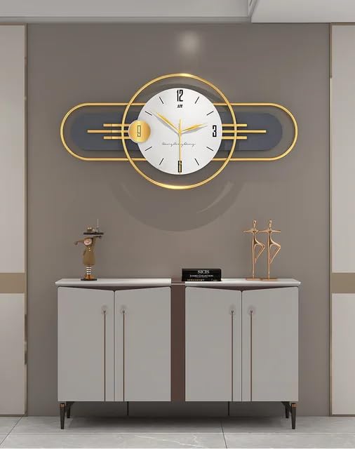 New ERA Designs Modern Handmade Metal Wall Clock for Home Décor, Perfect for Bed Room/Living Room/Hotel/Restaurant (Multi) (Size: 32 x 16 Inch)
