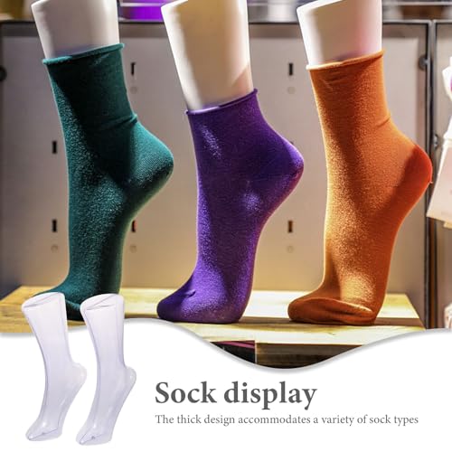Hemoton Transparent Plastic Sock Mannequin Foot with Display Stand 12.4X8.5X2.75 Inches Sock Mold Props for Men and Women Display Retail Store Fixture - Thumbnail 3