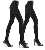 G&Y 2 Pairs Ultra Opaque Tights for Women - 80D Microfiber Control Top Pantyhose, (black, XL)