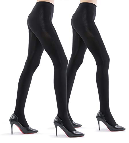 Image of G&Y 2 Pairs Ultra Opaque Tights for Women - 80D Microfiber Control Top Pantyhose