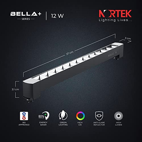 Image of Nortek Bella+ 12W Track Light | LED Spot Light for Ceiling, Focus Lights for Wall & False Ceiling | Adjustable Track Lights for Home, Showroom | Modern Spotlight Design - Cool White, 1