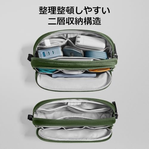 Image of tomtoc Electronic Organizer Travel Case, Water Resistant Dual Compartment Tech Pouch Cable Organization Storage Bag for Charger, Cord, Phone, Hard Drive, Power Bank, Accessories Travel Essentials