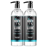 XESSO Water-Based Lube 2 Packs of 32 fl oz, Totaling 64 fl. oz. All Nature Without Glycerin & Parabens, pH-Balanced, Slippery Massage Gel for Women, Men, Couples. Made in US & Discreet Package