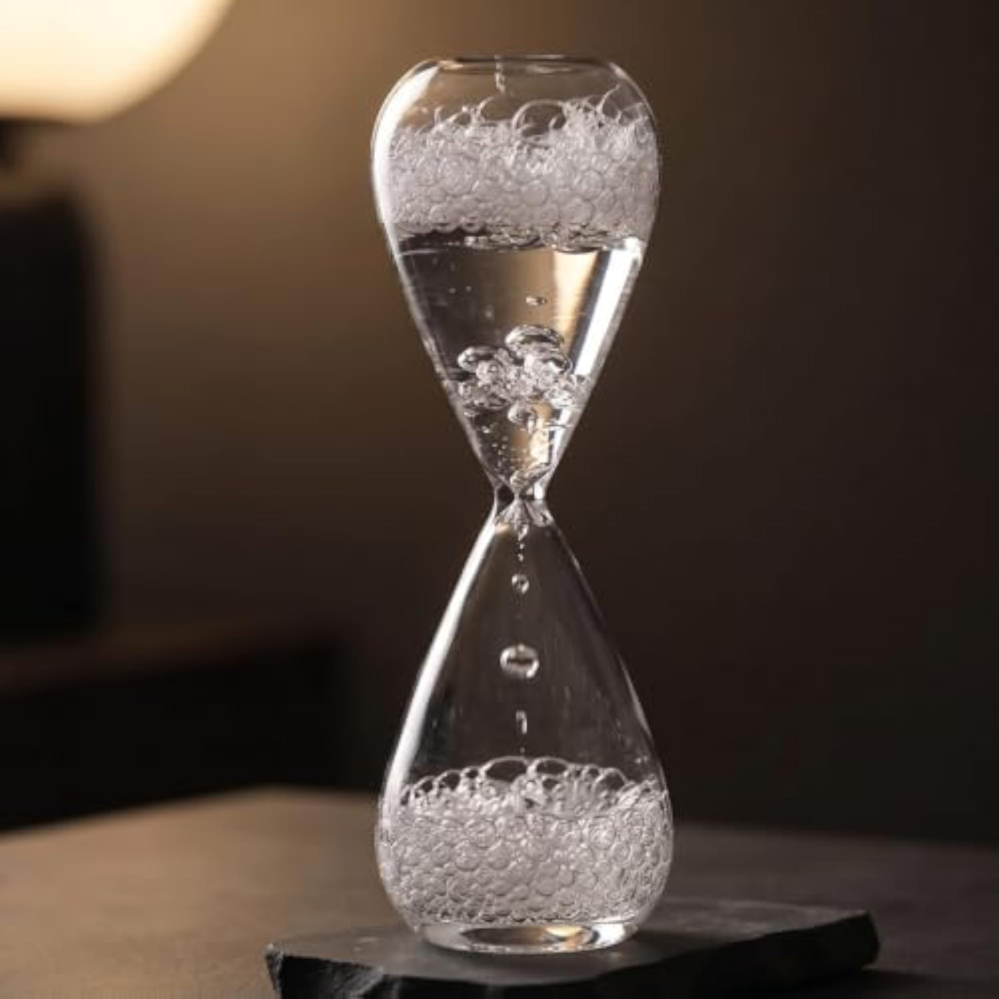 Clear Glass Hourglass with Liquid Bubbles