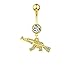 ZNDIJE Fashion Rifle Gun Navel Ring Assault Rifle Belly Button Ring Body Piercing Jewelry for Women Men-Golden, Stainless Steel