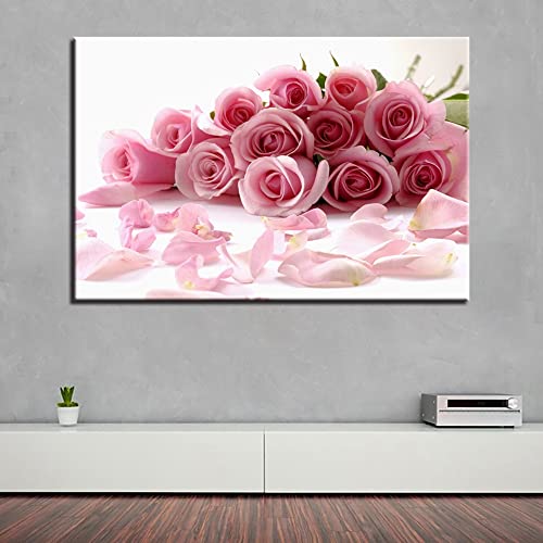 Peinture diamant 5d complet fleurs roses kit broderie toile grand format 60x120cm