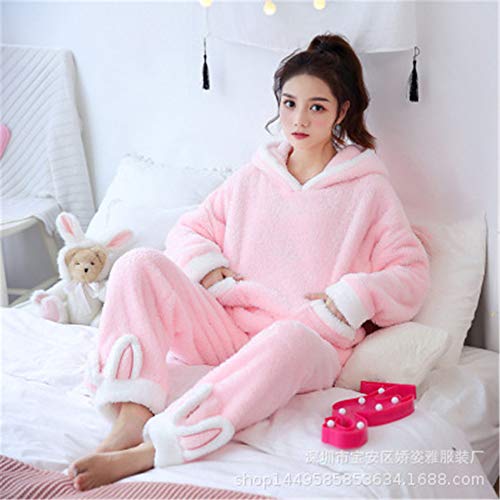 Preisvergleich Produktbild DUJUN Damen-Flanellpyjamas, Dicke Winterbademäntel, Cartoon-Nachthemdanzüge mit Kapuze, niedliche Hauskleidung, eine Vielzahl von Styles, A19 M