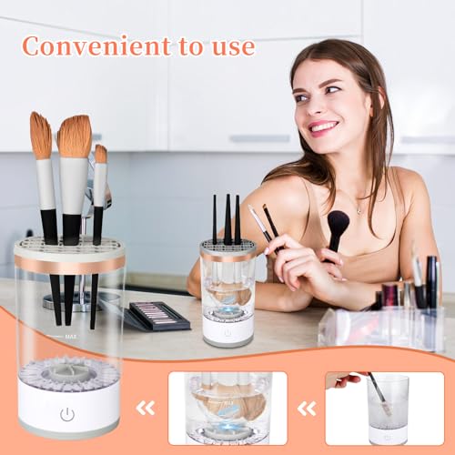 MOODTALK Limpador de pincel de maquiagem elétrico multifuncional - automático, limpador e secador de
