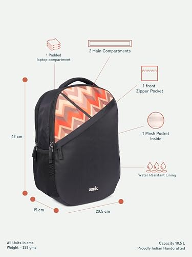Image of ZOUK Taaran Backpack - Large 2 Compartment Backpack, 18.5L with Spacious Interiors Bags For School, Office, College, Gift For Men & Women