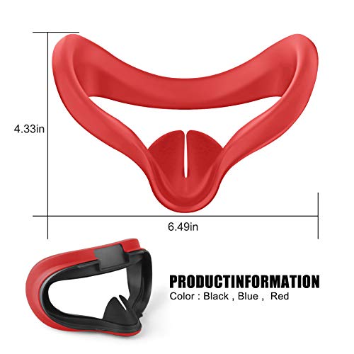 Masiken Silicone Vr Face Cover For Oculus Quest 2 Face Pad - Meta Quest 2 Washable Nose Pad Light Blocker, Sweatproof Comfort Quest 2 Insert Vr Mask Accessories (Red) #TOP4