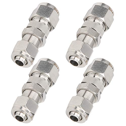 2?Touch Fitting, 304 Stainless Steel Ferrule Compression Fitting, for Wall and Board Firm Connection Hard Tube Conversion Hose Hard Tube X Hose (?10*8)