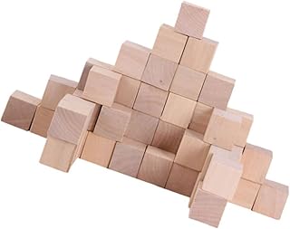 Sewroro 50 Pçs Cubos Quadrados Blocos De Artesanato De Madeira Mini Blocos De Empilhamento De Madeira Bloco Pequeno Bloco DIY Cubo Suprimentos De Artesanato Caixa De Madeira Mini Blocos