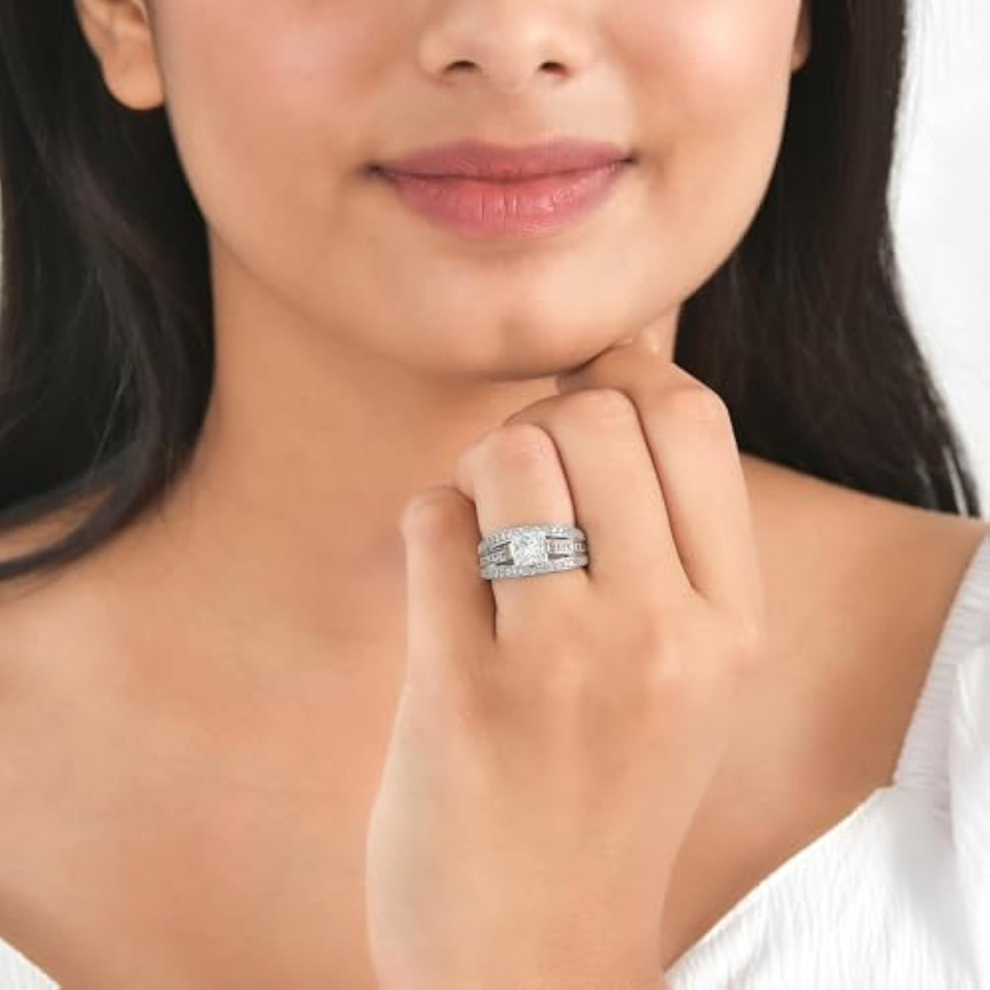 925 Silver Princess Cut CZ Solitaire Ring for Women
