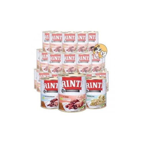 Rinti 30 x 800g Kennerfleisch Nassfutter aus 19 Sorten frei wählbar und MIOMERA gratis Snack dazu