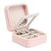 Vlando Small Travel Jewelry Box Organizer - Refined Carry-on Jewelries Storage Case Rings Earrings Necklace (Pink)
