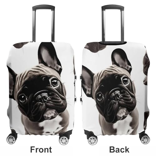 French Bulldog Luggage Cover, Washable Elastic Suitcase Cover Protector Fit 18-32 Inch Luggage3