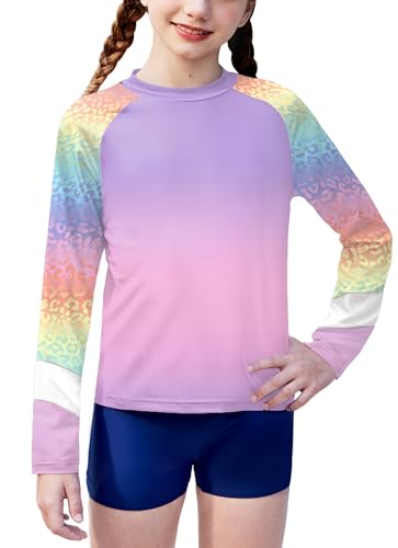 Image of BesserBay Girls Rash Guard UPF 50+ Raglan Sleeve Swim Shirt 6-14 Years