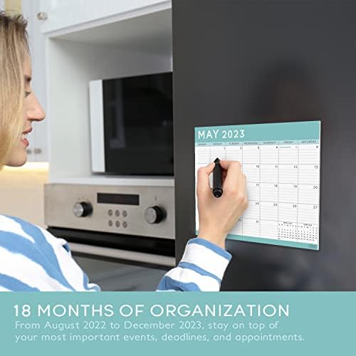 S&O Teal Magnetic 2023 Fridge Calendar from July 2022-Dec 2023 - Tear-Off Refrigerator Calendar to Track Events & Appointments - 18 Month Magnetic Calendar for Fridge for Easy Planning-8"x10" in.