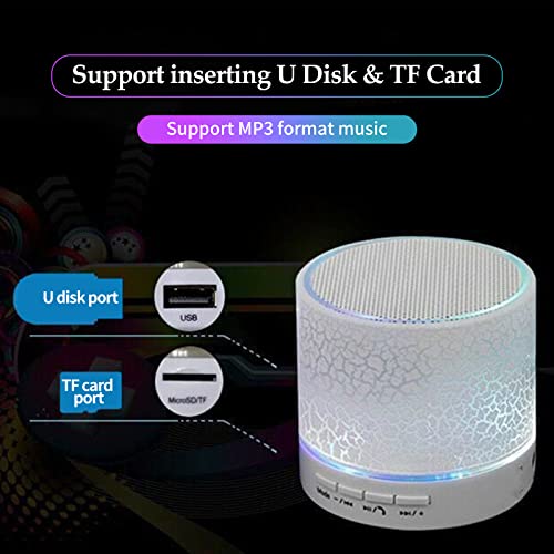 HUIOP Mini Speaker, Mini Altavoz con Luces de 7 Colores, pequeño Altavoz inalámbrico BT, Altavoz portátil Recargable para Viajes al Aire Libre, Oficina en casa