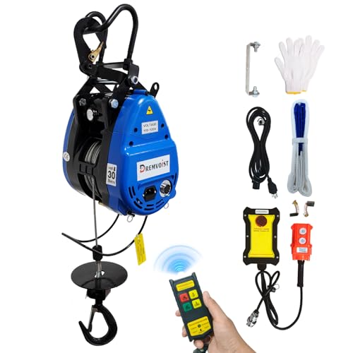 Electric Hoist Winch 2-in-1,1100lbs Portable Power Winch Crane, 1500W Hoist Lift,98ft Lifting Height, Wire Remote Control/Wireless Remote Control, 36ft/min,for Warehouss, Garage, Factory