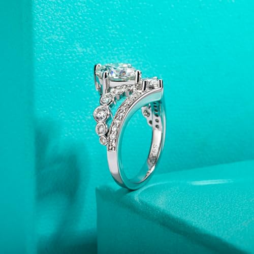 AnuClub Moissanite Engagement Rings 3.55/4.08cttw D Color VVS1 925 Sterling Silver Crown Wedding Promise Wedding Eternity Band Rings for Women with Certificate3