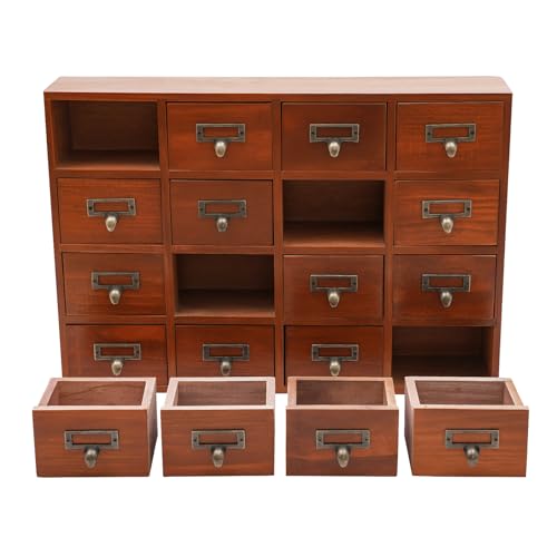 Antique Apothecary Cabinet with 16 Drawers Wood Box Desk Drawer