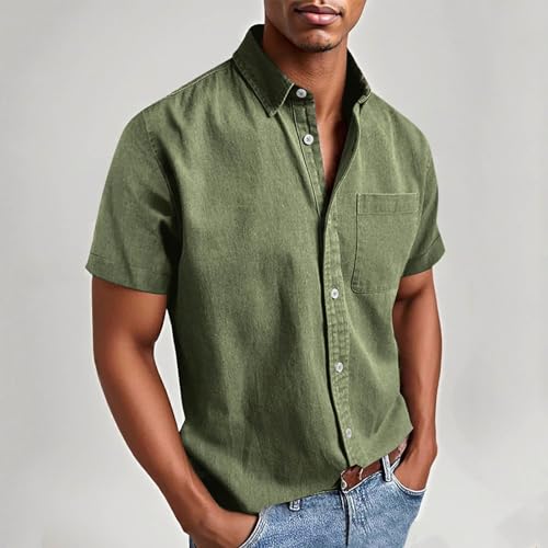 Mens Shirts Long/Short Sleeve Big and Tall Button Down Solid Shirt Casual Fashion Collared Golf T with Chest Pocket 20252