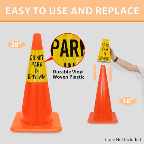 Image of SmartSign inchDo Not Park in Driveway inch Bright Reflective Cone Message Sleeve, [Cone Not Included]