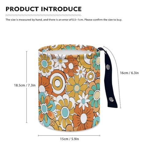 Image of Car Trash Can Collapsible Auto Waste Basket Container with Adjustable Strap Waterproof Auto Storage Box Travel Accessories, Orange Hippie