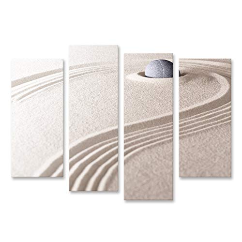 Bild auf Leinwand Zen Stein Und Sand Garten Konzept Für Entspannung Meditation Spiritualität Reinheit Und Balance Felsen Und Linien Spa Wellness Hintergrund Wandbild Poster Kunstdruck Bilder