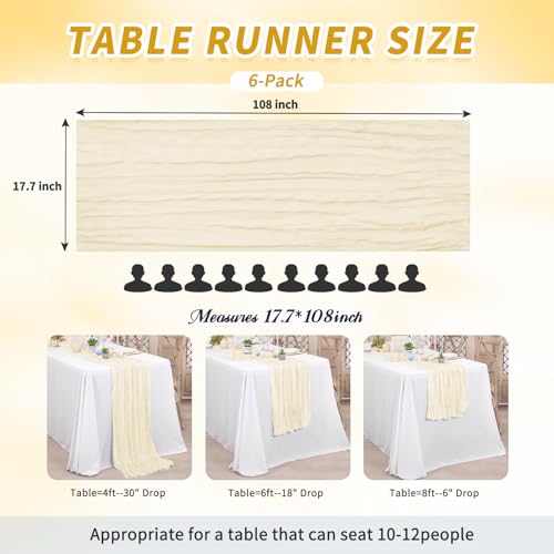 Pesonlook Pesonlook 6 Pack Ivory Cheesecloth Table Runner,17.7×108 Inch by Pesonlook - Used condition - Image 3