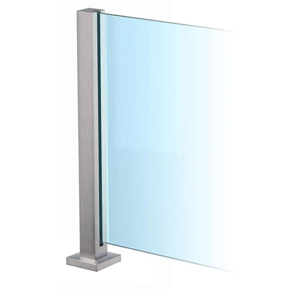 304 Stainless Steel Glass Railing Post, 33.5"-41" Heavy Duty Balustrade System for Deck, Balcony, Stair, Pool, Easy Install, Indoor & Outdoor Use with Expansion Screws,Silver Side,85cm
