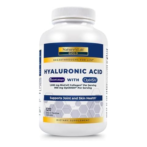 Nature's Lab Hyaluronic Acid with Biocell Collagen and MSM - Skin Hydration, Joint Health - 120 Capsules (40 Day Supply) Cover