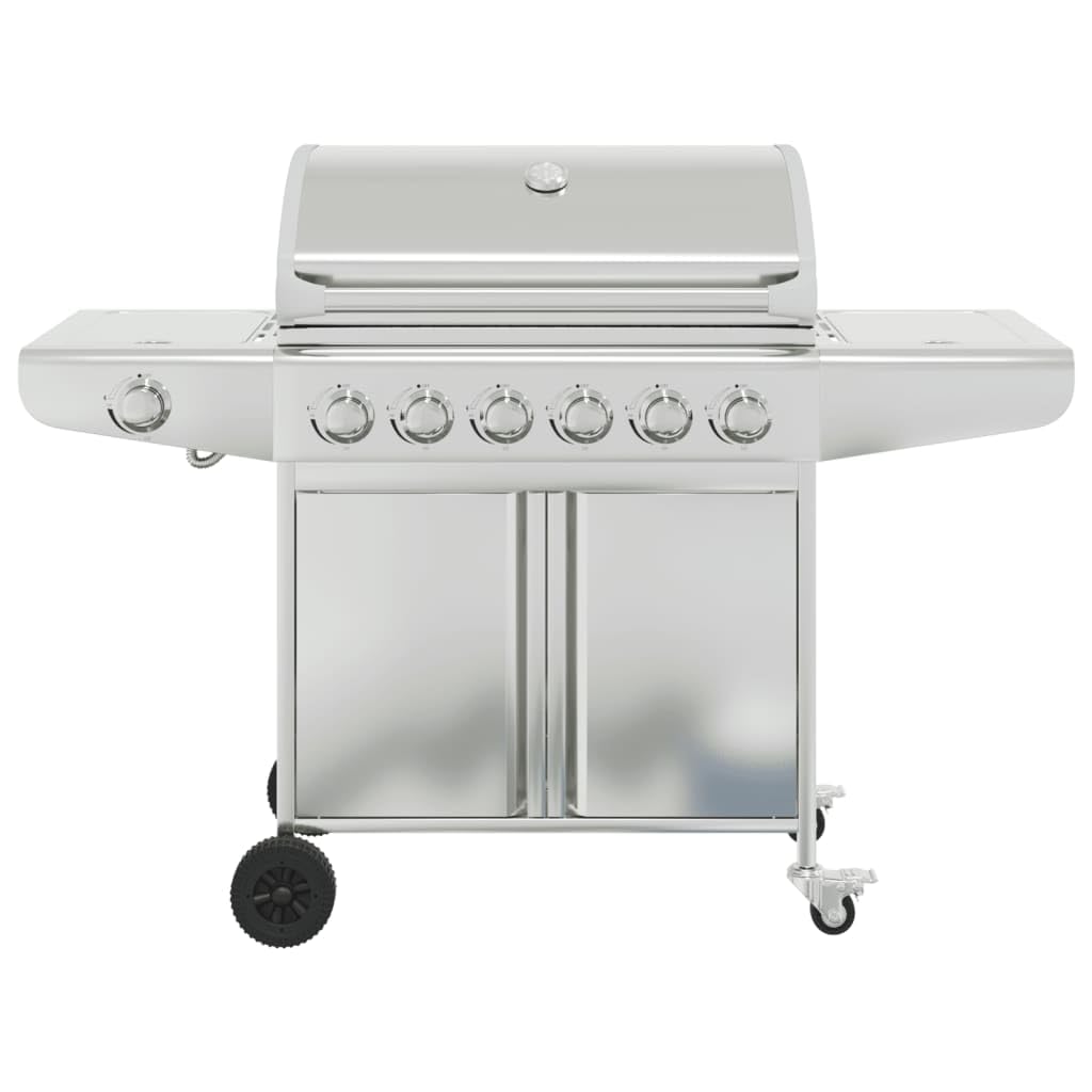 Furniture Select - Barbacoa de gas con 7 quemadores, acero inoxidable plateado