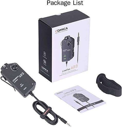 Audio Preamp Adapter Comica LINKFlEX AD2 XLR/ 6.35MM Microphone Preamp Amplifier with 48V Phantom Power, Guitar Interface Adapter for iPhone,iPad,Android Smartphone and DSLR Cameras