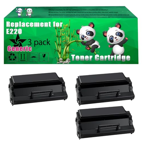 Replacement E220 Toner Cartridge Compatible for Lexmark E220 Mono Printers, Up to 3000 Pages, Vivid Colors, Contains Chip (3 Pack Black)