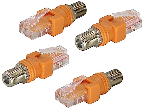 AAOTOKK BNC Female RJ45 Male RF coaxial Adapter,only Used for Analyzer,Tester,line Meter and Other Test Equipment for Testing. (4 Pack, F Female to RJ45 Male)