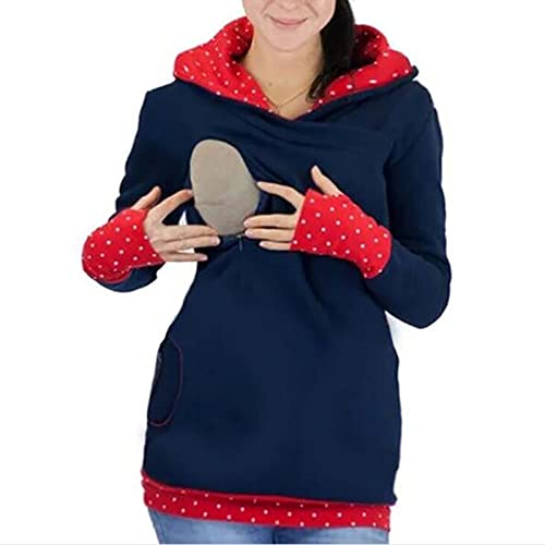 SHANGLY Hiver Maternité Allaitement Sweat-Shirt Manche Longue Casual Confortable Allaitement Enceinte Pull à Capuche,Rouge,XL Cover